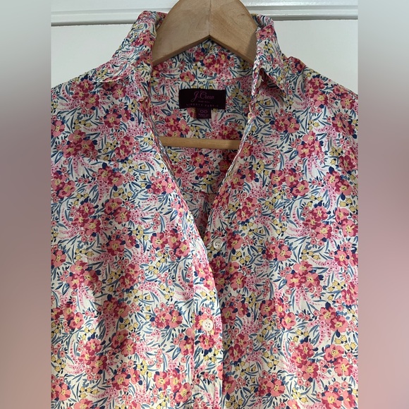 J Crew x Liberty London Fabric Popover Shirt Swirling Petals Floral Pink Size 00 - Picture 3 of 9